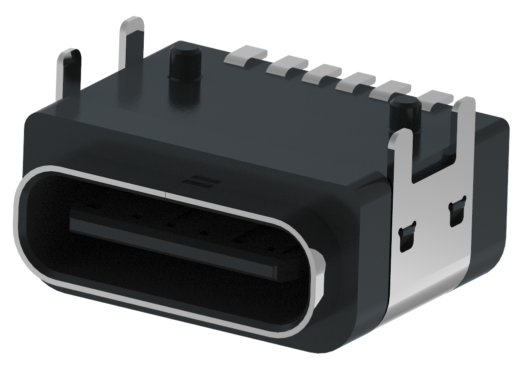 XB-ATCF-06-024 TYPE C 6P 板上防水母座-减胶A款(外壳4脚插板,端子SMT)